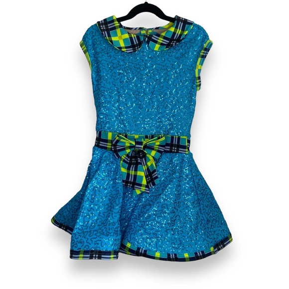 Weissman Other - Weissman Girls Size MC Dance Costume Teal Blue Plaid Sequins Sparkle Jazz Tap